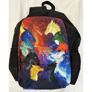 Wings Of Fire Dragons 15.5" Black Backpack Zipper Pouch Straps Mesh Side Pockets